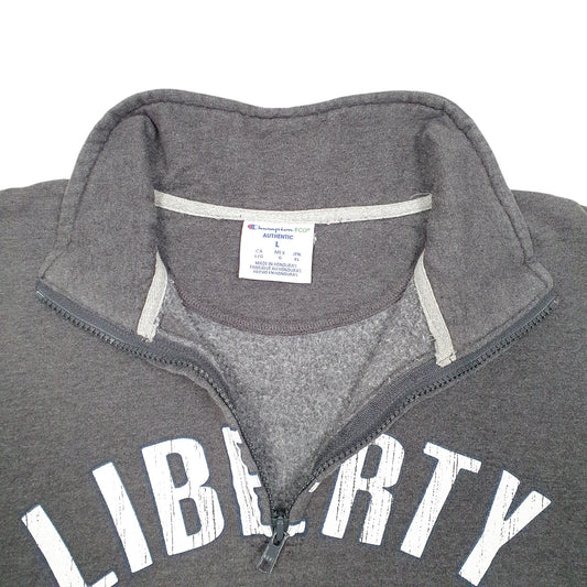 Mens Grey Champion Liberty University USA Spellout Quarter Zip Jumper