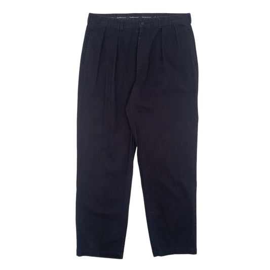 Mens Black Polo Ralph Lauren Andrew Plant Double Pleated Vintage 90s Chino Trousers