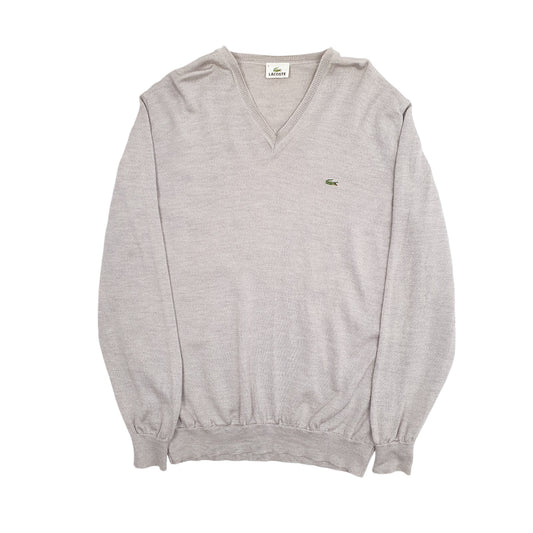 Mens Grey Lacoste V Neck Lightweight V Neck Jumper