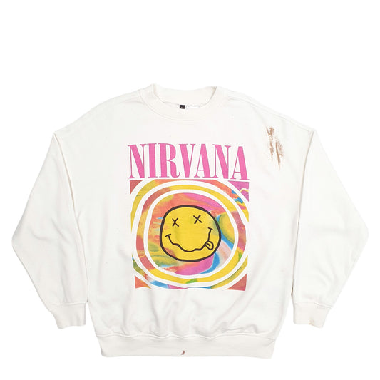 Mens White H&M Nirvana Spellout Crewneck Jumper