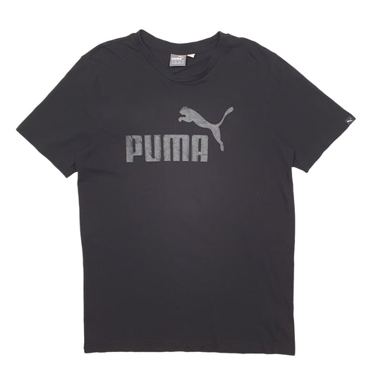 Mens Black Puma Spellout Short Sleeve T Shirt