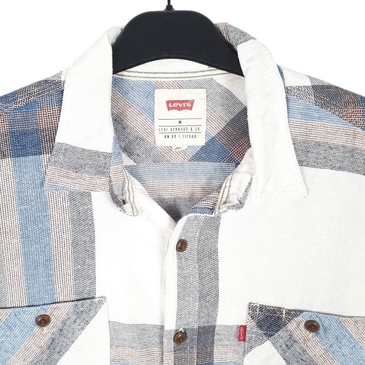 Mens White Levis Flannel Overshirt Shacket Long Sleeve Shirt