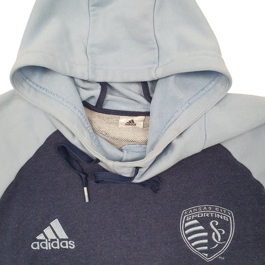 Mens Navy Adidas Kansas City Sporting MLS Soccer Hoodie Jumper