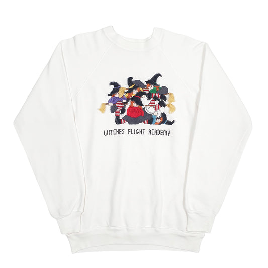 Mens White Unbranded Witches Flight Academy Crewneck Jumper