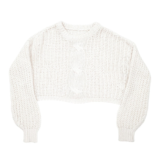Womens Cream Garage Cropped Knit Cable Crewneck Jumper