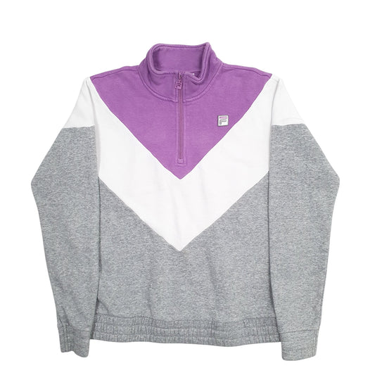 Womens Grey Fila Quarter Zip Jumper