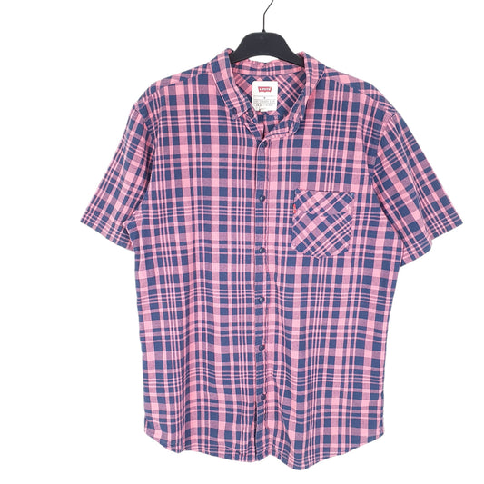 Mens Pink Levis Check Short Sleeve Shirt