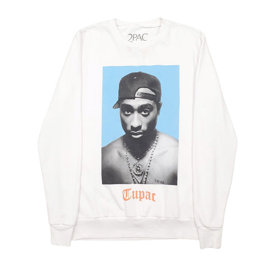 Mens White 2PAC Tupac Crewneck Jumper