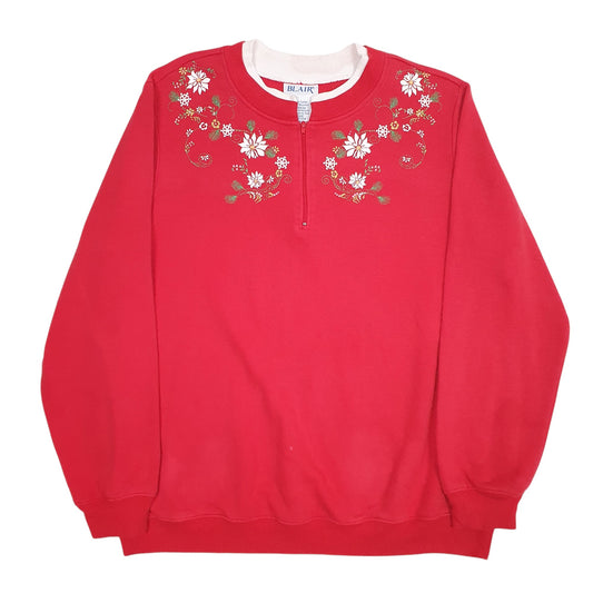 Womens Red Blair Quarter Zip Jumper