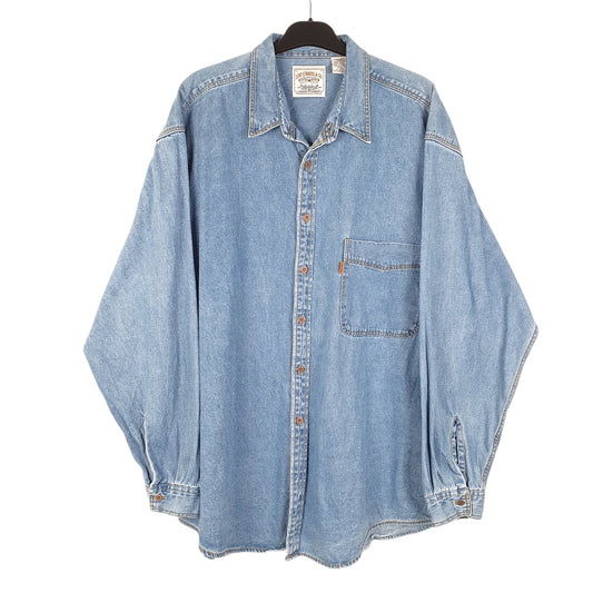 Mens Blue Levis Denim Jeans Vintage Orange Tab Overshirt Shacket Long Sleeve Shirt