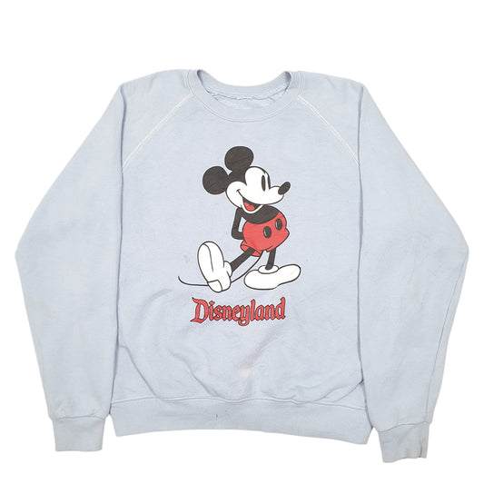Mens Blue Disney Vintage Raglan Disneyland Mickey Mouse Crewneck Jumper
