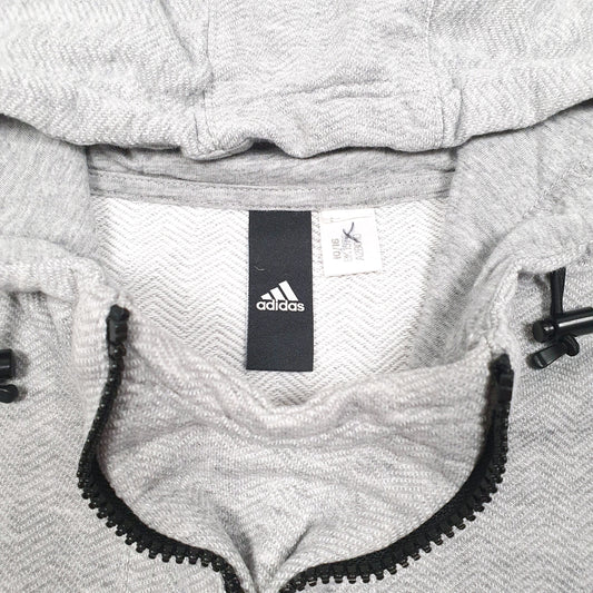 Womens Grey Adidas Gym Workout Half Zip Hoodie Jumper