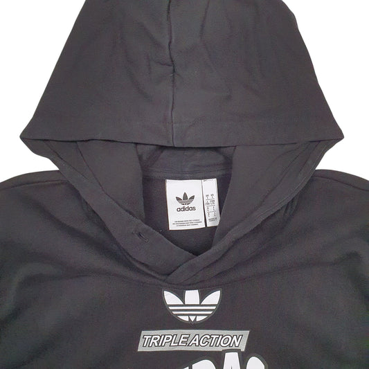 Mens Black Adidas Triple Action Hoodie Jumper