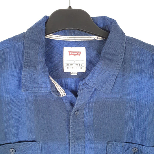 Mens Blue Levis Flannel Lumberjack Long Sleeve Shirt