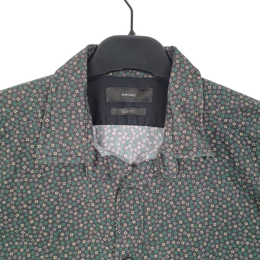 Mens Black Diesel Floral Print D78 Long Sleeve Shirt