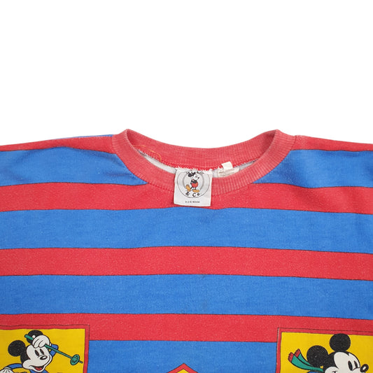 Mens Blue Diney Mickey Mouse Winter Sports Vintage 80's Crewneck Jumper
