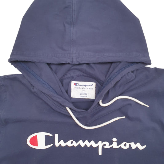 Mens Navy Champion Spellout Hoodie Jumper