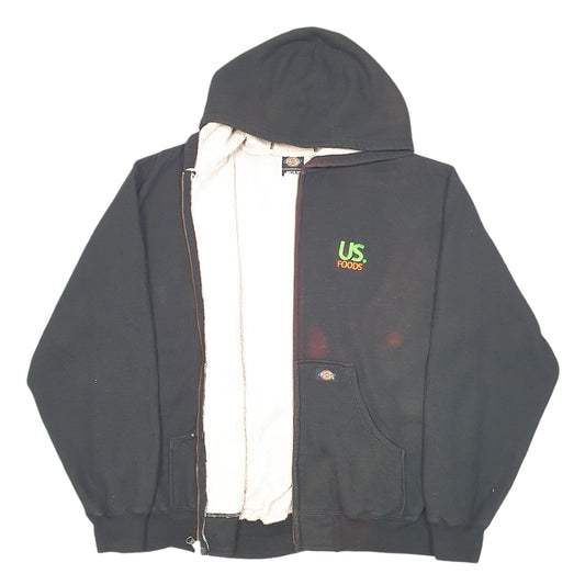 Mens Black Dickies Hoodie Waffle Thermal Workwear US Foods Full Zip Jumper