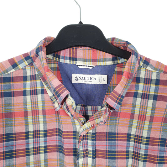 Mens Pink Nautica Long Sleeve Shirt