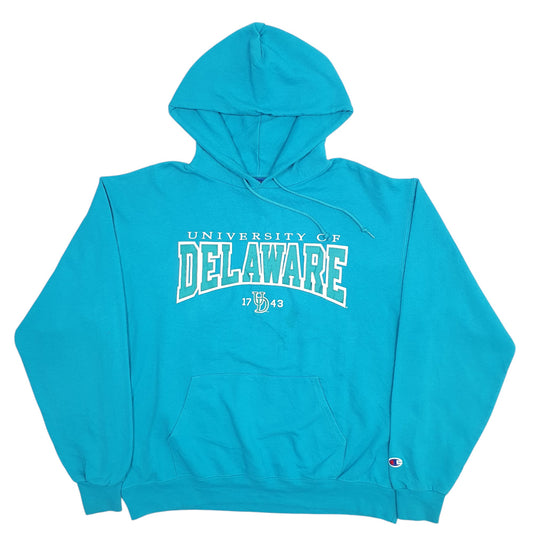 Mens Blue Champion University Of Delaware Spellout Hoodie Jumper