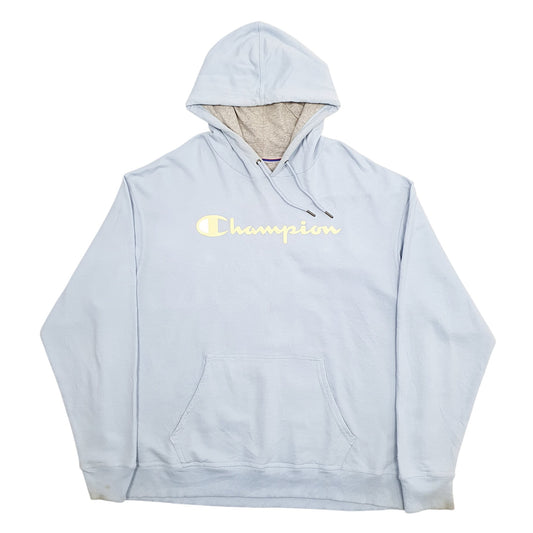 Mens Blue Champion Spellout Hoodie Jumper