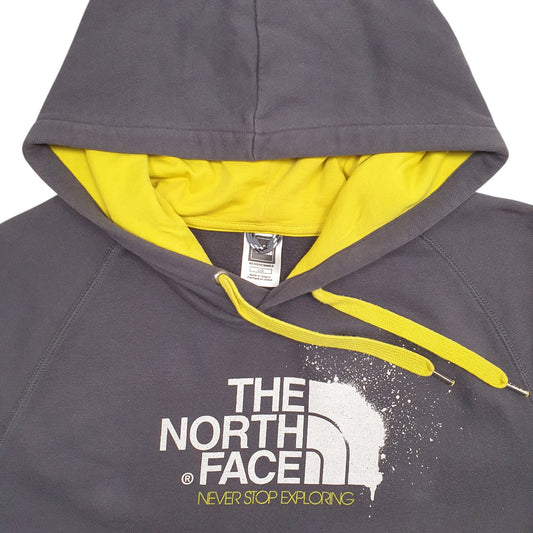 Mens Grey The North Face Spellout Never Stop Exploring Hoodie Jumper