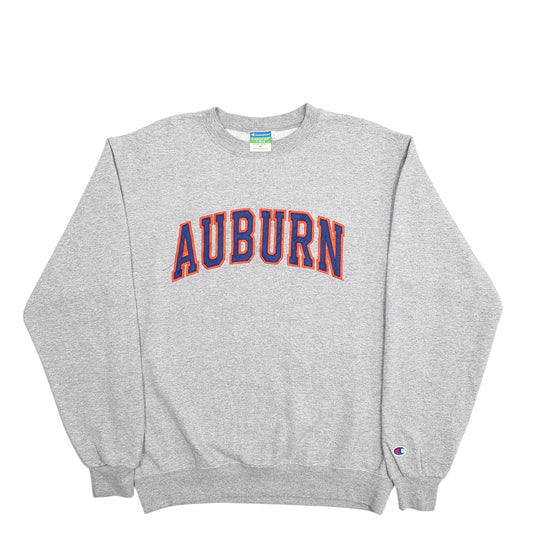 Mens Grey Champion Auburn Spellout Crewneck Jumper