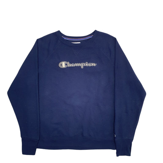 Womens Navy Champion Spellout Crewneck Jumper