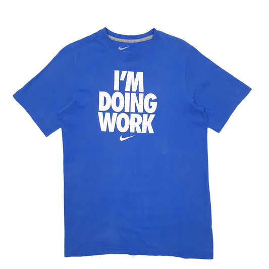 Mens Blue Nike Spellout Short Sleeve T Shirt