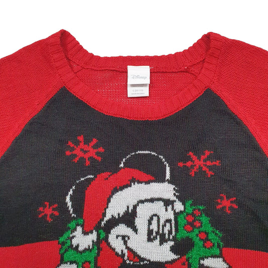 Womens Red Disney Christmas Festive Mickey Crewneck Jumper