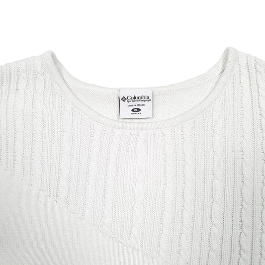 Womens White Columbia Sportswear Knit Tank Top Sweater Vest Crewneck Jumper