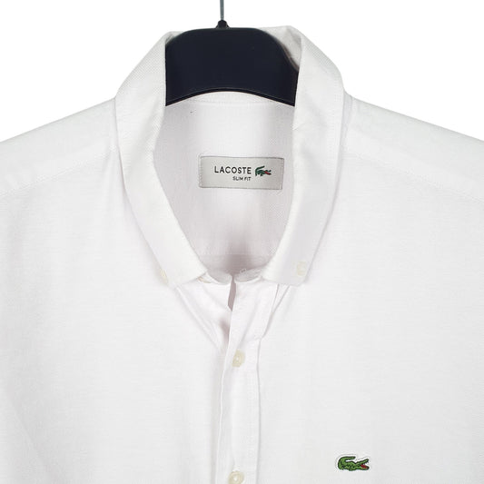 Mens White Lacoste Long Sleeve Shirt
