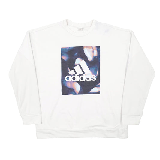 Womens White Adidas Crewneck Jumper