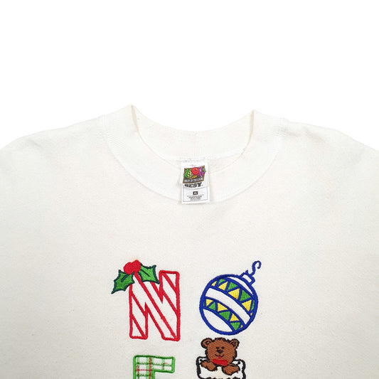 Mens Cream Fruit Of The Loom Noel Christmas Crewneck Jumper