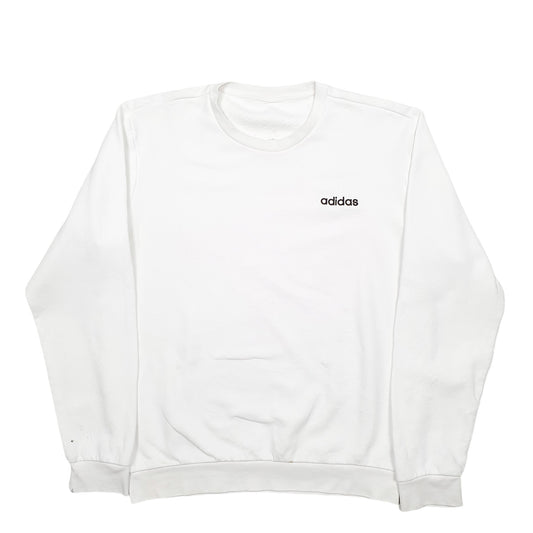 Mens White Adidas Crewneck Jumper