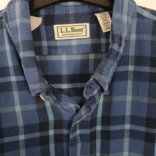 Mens Navy L.L.Bean Northwood Vintage 1990s Flannel Overshirt Long Sleeve Shirt
