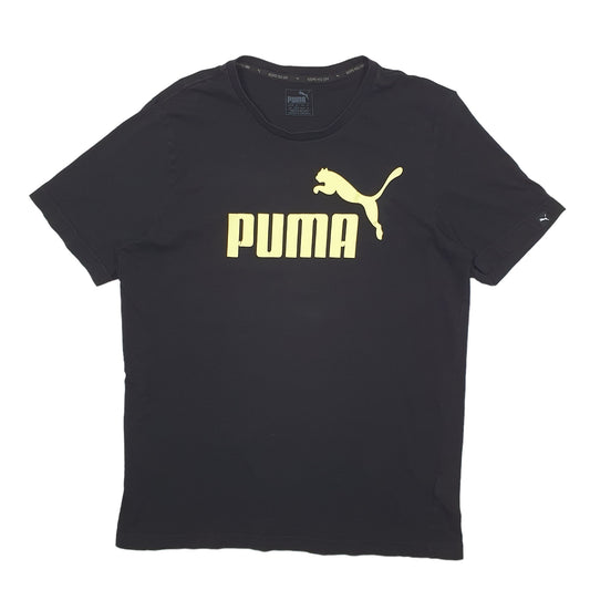 Mens Black Puma Spellout Short Sleeve T Shirt