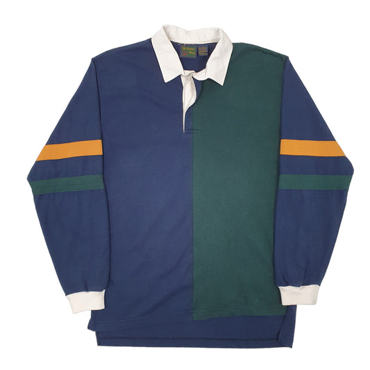Mens Navy Brittany Bay Rugby Long Sleeve Polo Shirt