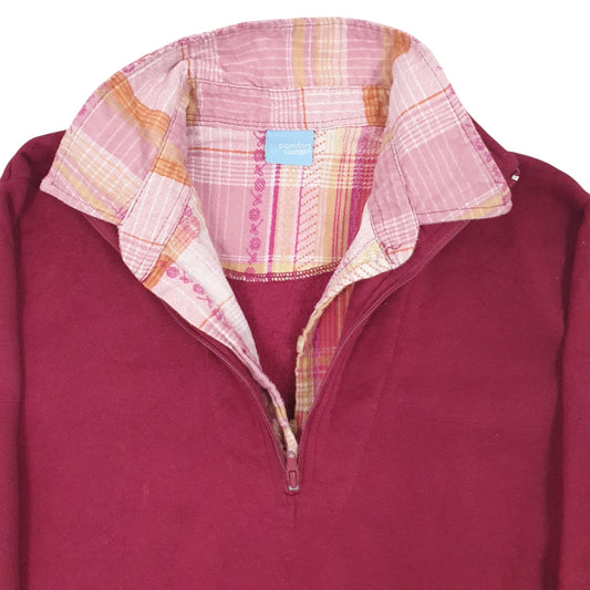 Womens Burgundy Comfort Corner Quarter Zip Jumper