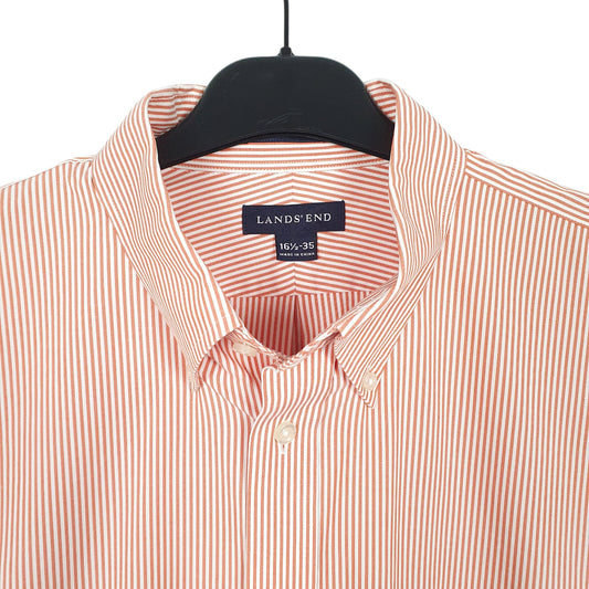 Mens White Lands End Oxford OCBD Long Sleeve Shirt