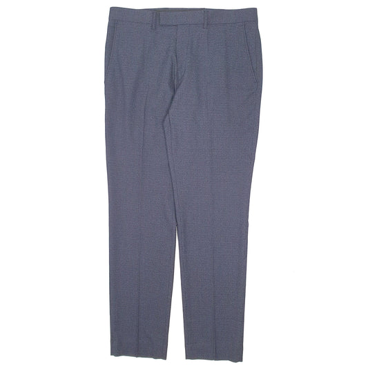 Mens Navy Moss Bros Houndstooth Formal Trousers