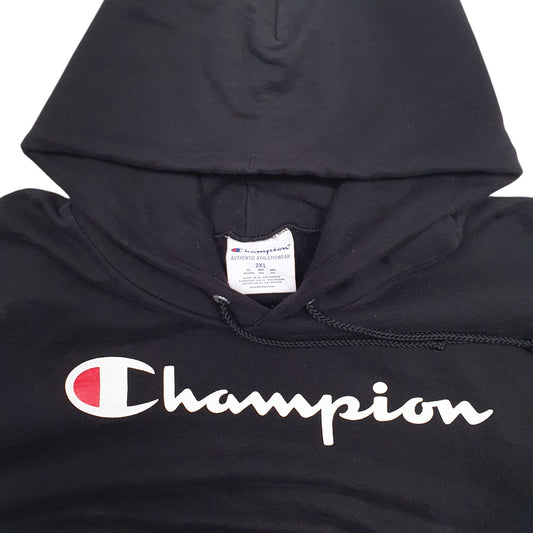 Mens Black Champion Spellout Hoodie Jumper