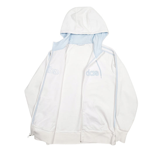 Womens White Adidas Spellout Full Zip Jumper