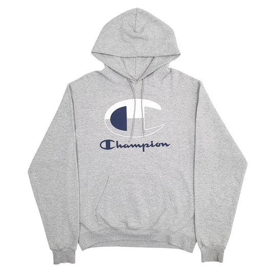 Mens Grey Champion Spellout Hoodie Jumper
