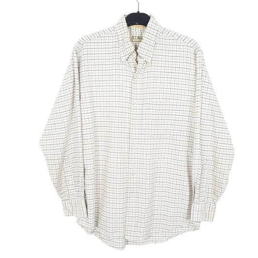 Mens Cream L.L.Bean Vintage Made In USA Long Sleeve Shirt