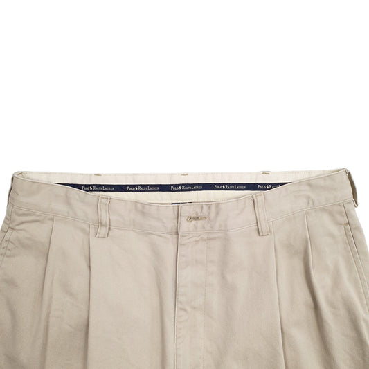 Mens Cream Polo Ralph Lauren Double Pleated Chino Trousers