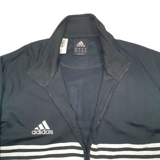 Mens Black Adidas Track Top Sport Full Zip Jumper