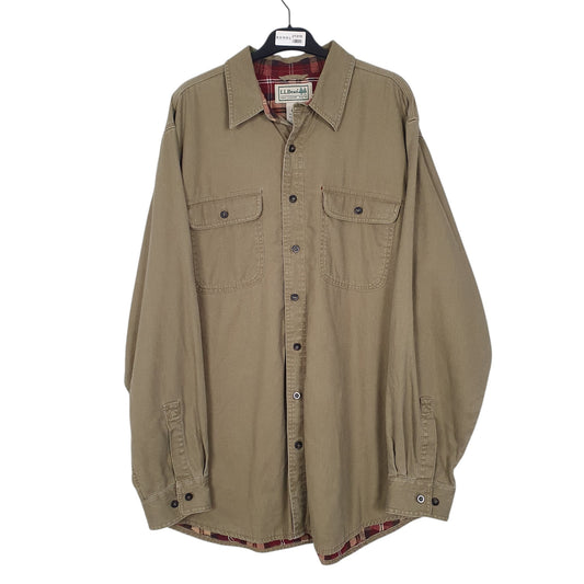 Mens Khaki L.L.Bean Overshirt Shacket Long Sleeve Shirt