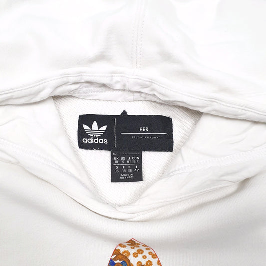 Womens White Adidas Spellout Cropped Gym Her Hoodie Jumper