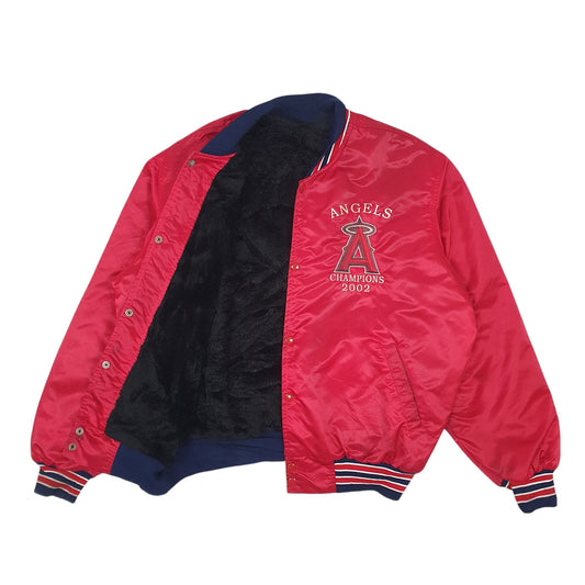 Mens Red Unbranded Vintage 00s Satin Baseball Anaheim Angels Coat